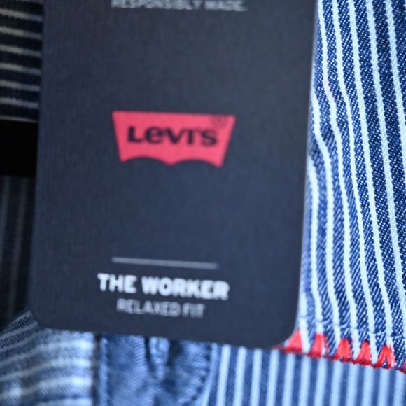 New Levi’s Men’s Workshirt – Striped, Contrasting Stitching - Picture 7 of 7